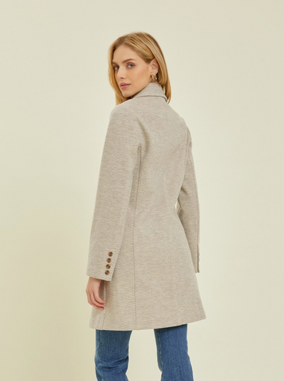 Chevron Coat in Earth Grey