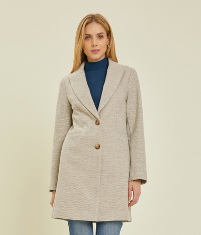 Chevron Coat in Earth Grey