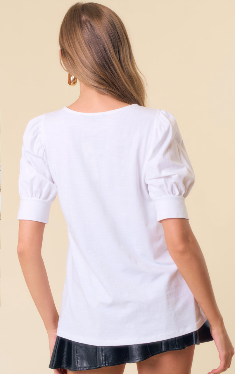 Off White Puff Sleeve Top
