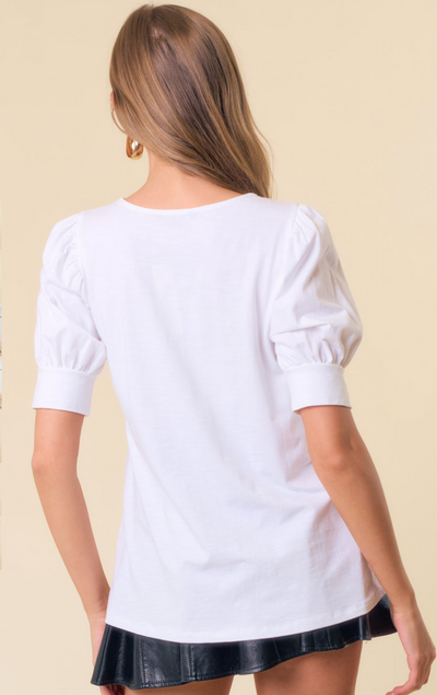 Off White Puff Sleeve Top