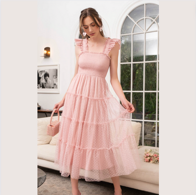 Pink Sheer Mesh Dress