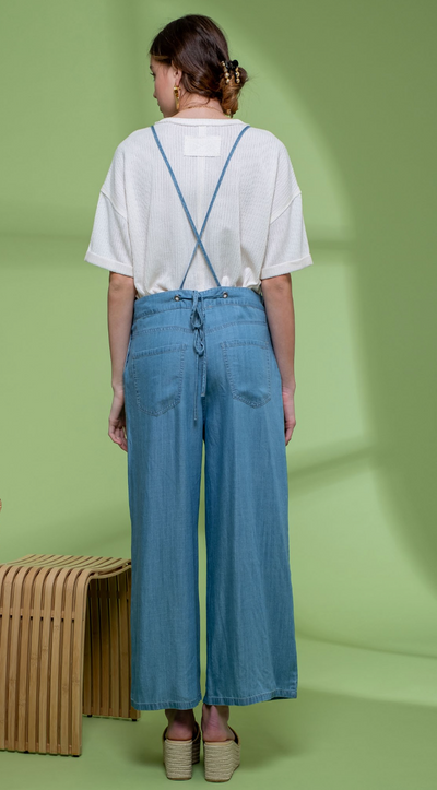 Wide Leg Chambray Overalls