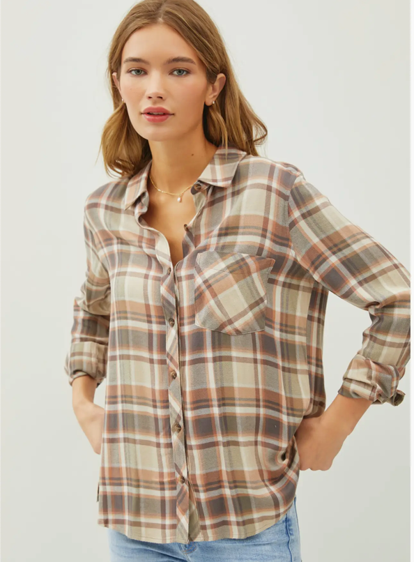 Classic Multi-Brown Red Flannel Shirt