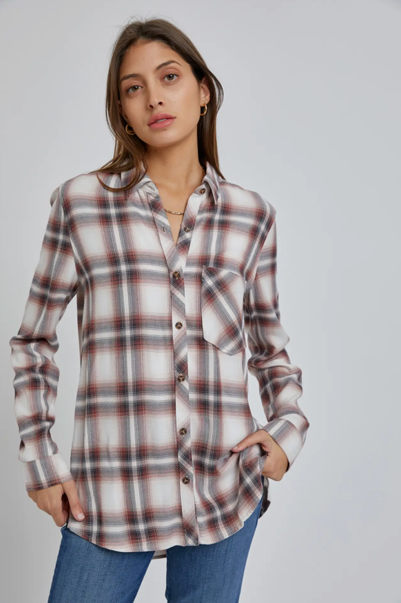 Classic Umber Plaid Flannel Shirt