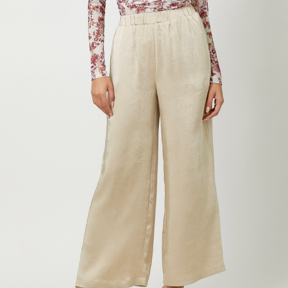 Crinkle Satin Pull-On Pants