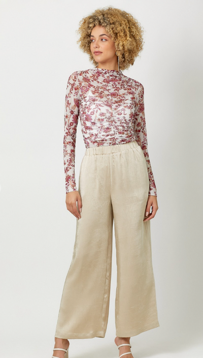 Crinkle Satin Pull-On Pants
