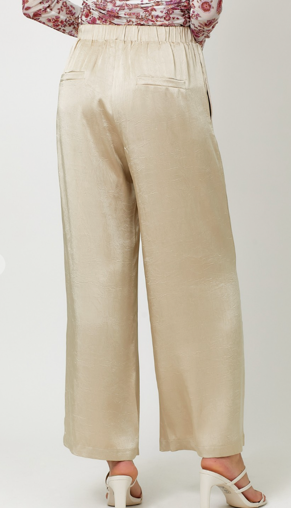Crinkle Satin Pull-On Pants