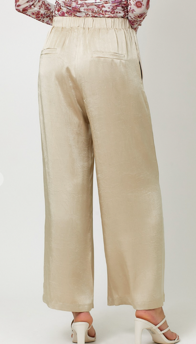 Crinkle Satin Pull-On Pants