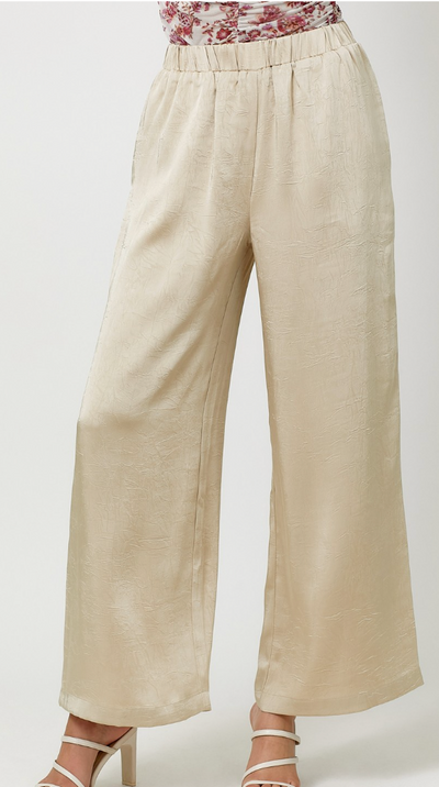 Crinkle Satin Pull-On Pants