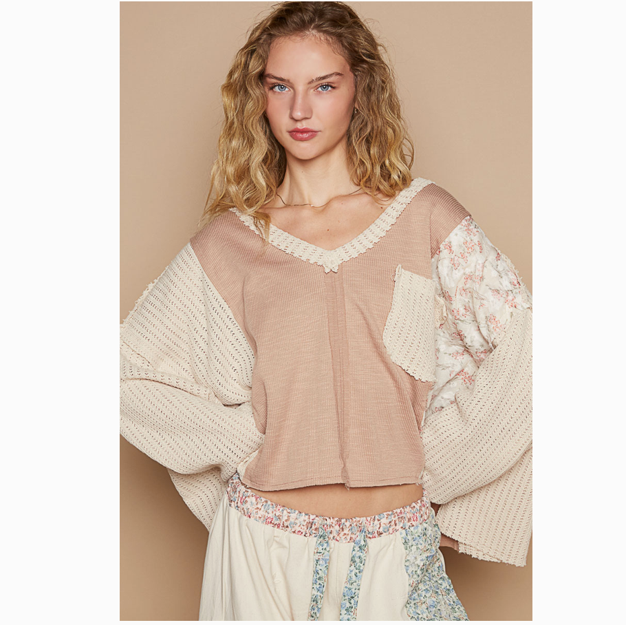 Vintage Washed Floral Patch Top