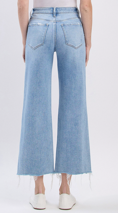 HIGH RISE DISTRESSED CROP WIDE JEANS