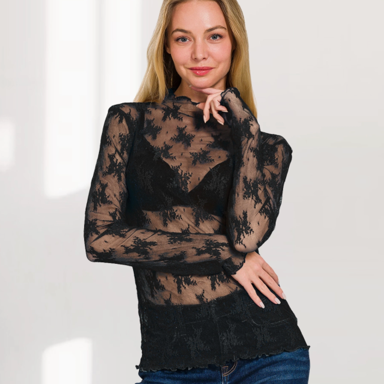 Black Lace Layering Top