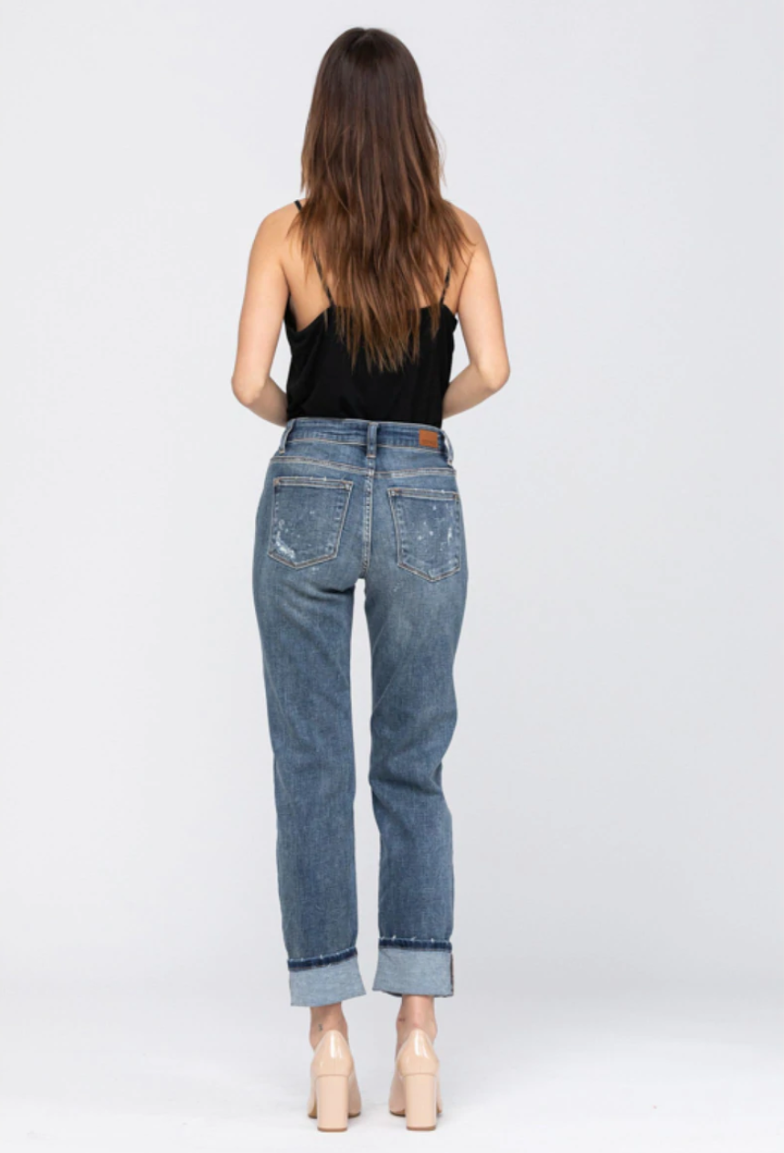 Judy Blue Bleach Splash Boyfriend Jeans